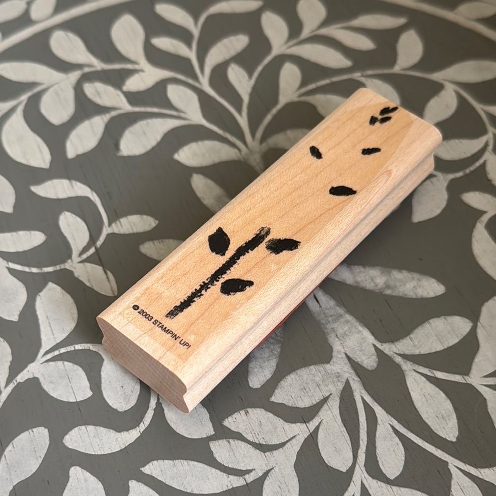 Stampin' Up! Wooden Stamp with Black Leaf Design